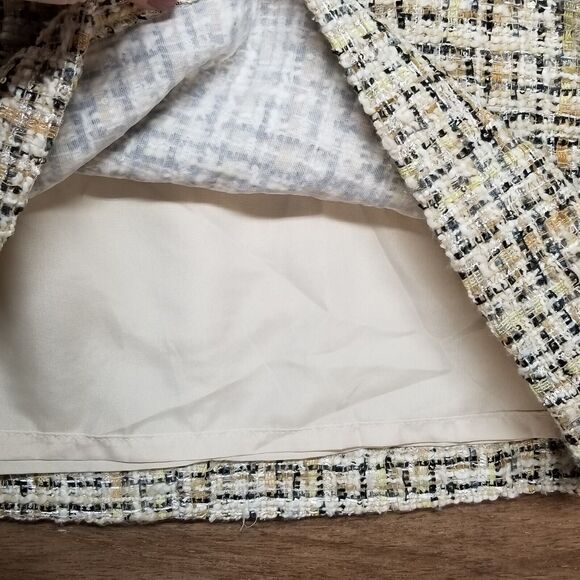 Ann Taylor LOFT Wmns Pencil Skirt Sz 4 Ivory Gold Tweed Pockets Academia Office - Picture 5 of 11